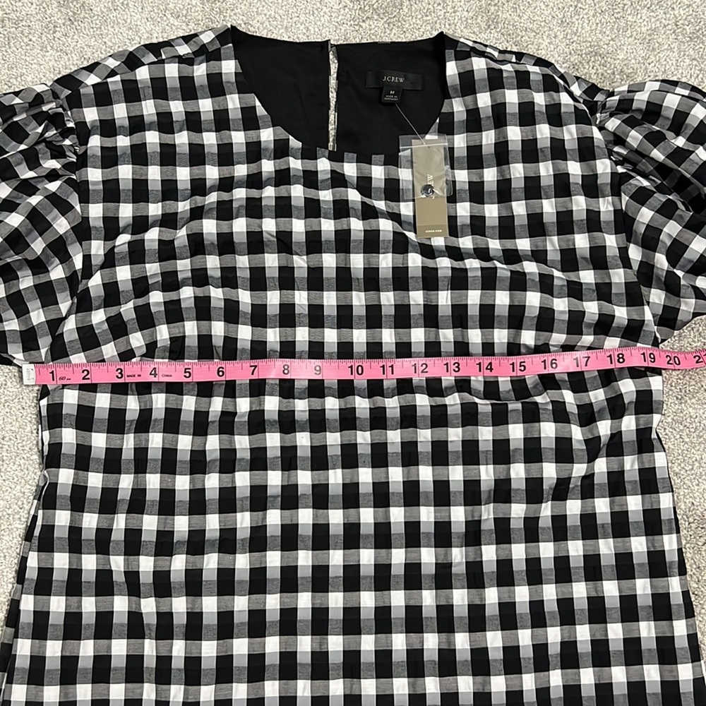 J. Crew Puff Sleeve Mini Dress in Textured Plaid Medium NWT - Picture 14 of 16